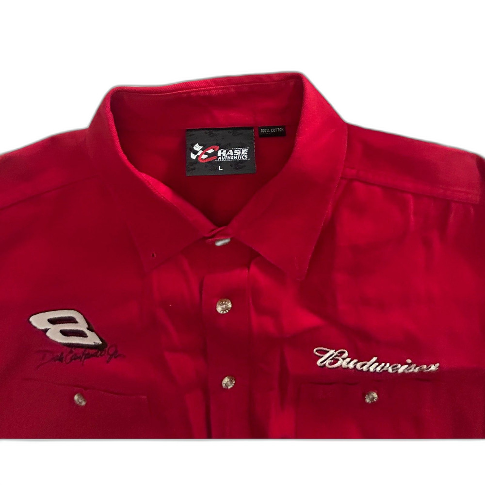 Vintage Y2K Dale Earnhardt Jr #8 Budweiser NASCAR Racing Pit Shirt Large